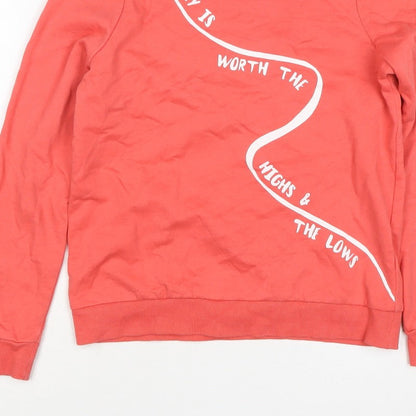 Vero Moda Women Pink XS Pullover Sweatshirt Quote Graphic Cotton