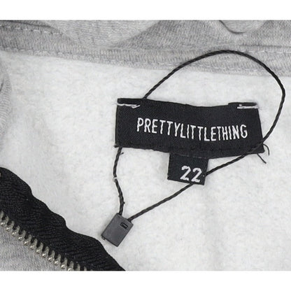 PrettyLittleThing Women Grey Size 22 Full Zip Hooded Hoodie