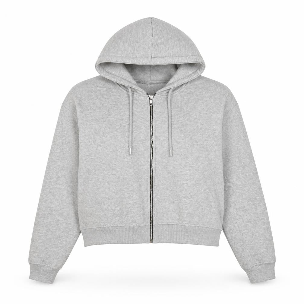 PrettyLittleThing Women Grey Size 22 Full Zip Hooded Hoodie