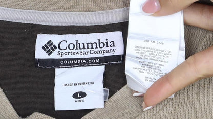 Columbia Men’s Beige L V-Neck Pullover Sweatshirt Outdoor Logo