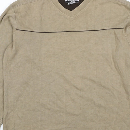 Columbia Men’s Beige L V-Neck Pullover Sweatshirt Outdoor Logo
