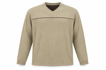 Columbia Men’s Beige L V-Neck Pullover Sweatshirt Outdoor Logo