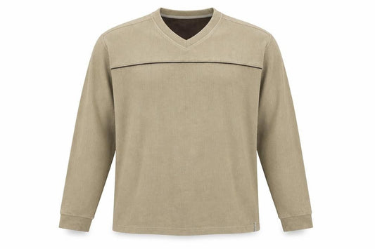 Columbia Men’s Beige L V-Neck Pullover Sweatshirt Outdoor Logo