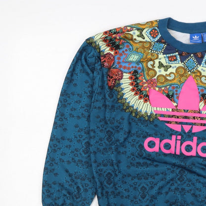 Additional view of Adidas unisex adults blue xs butterfly graphic logo crew sweatshirt