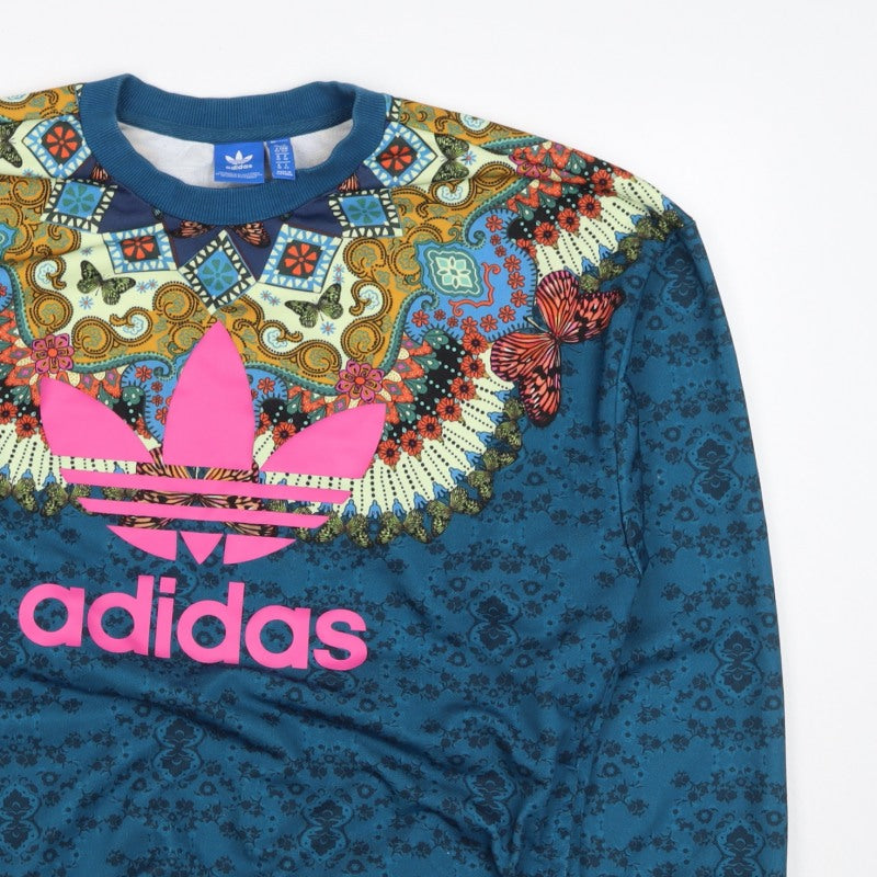 Additional view of Adidas unisex adults blue xs butterfly graphic logo crew sweatshirt
