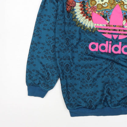 Additional view of Adidas unisex adults blue xs butterfly graphic logo crew sweatshirt