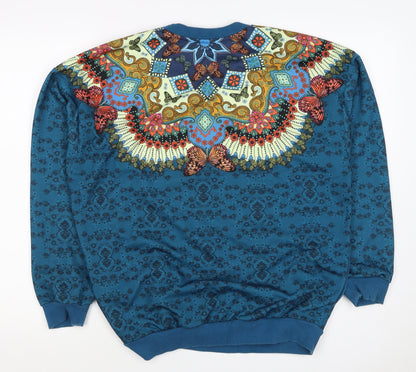 Additional view of Adidas unisex adults blue xs butterfly graphic logo crew sweatshirt