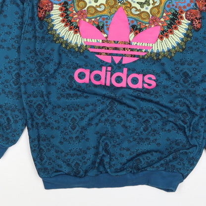 Additional view of Adidas unisex adults blue xs butterfly graphic logo crew sweatshirt