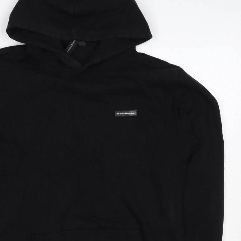 Good For Nothing Men’s Black S Pullover Hoodie Logo Kangaroo Pocket