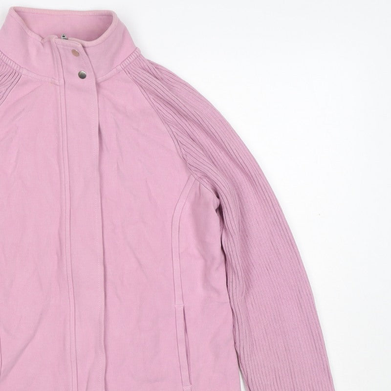Next Women Pink UK 16 Basic Jacket Full Zip Ribbed Sleeves