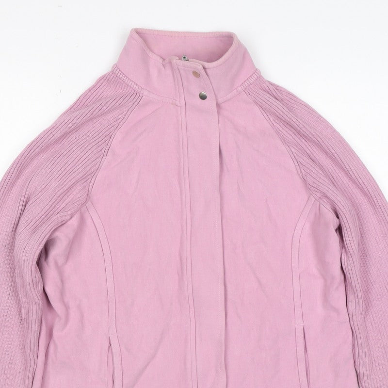 Next Women Pink UK 16 Basic Jacket Full Zip Ribbed Sleeves