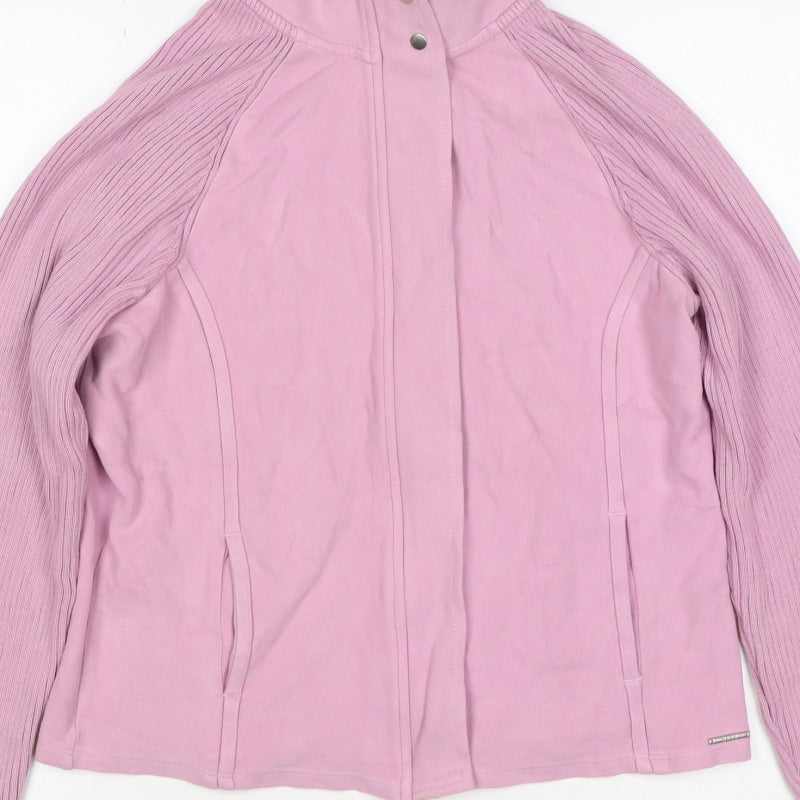Next Women Pink UK 16 Basic Jacket Full Zip Ribbed Sleeves