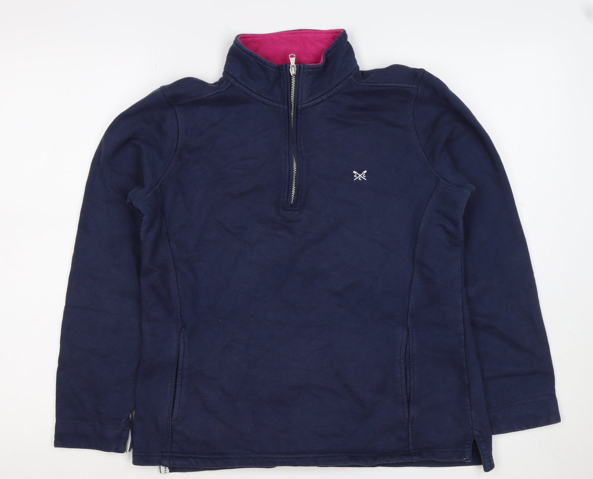 Crew Clothing Company Women's Navy 12 1/4 Zip Cotton Sweatshirt