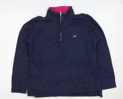Crew Clothing Company Women's Navy 12 1/4 Zip Cotton Sweatshirt