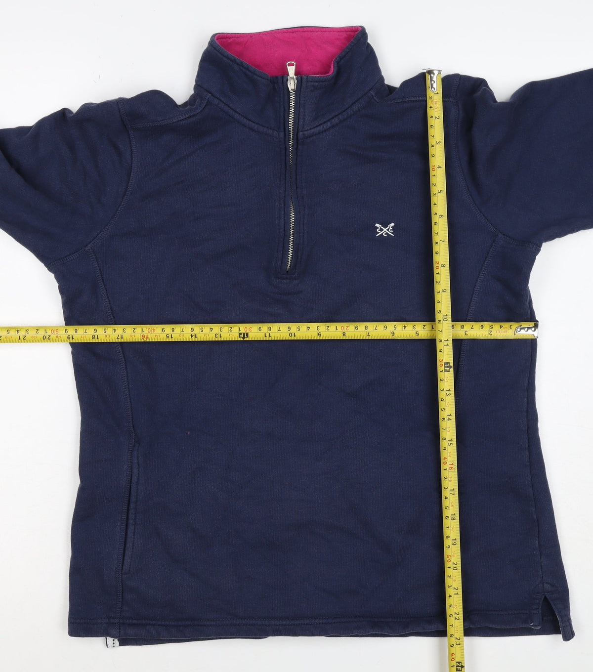 Crew Clothing Company Women's Navy 12 1/4 Zip Cotton Sweatshirt