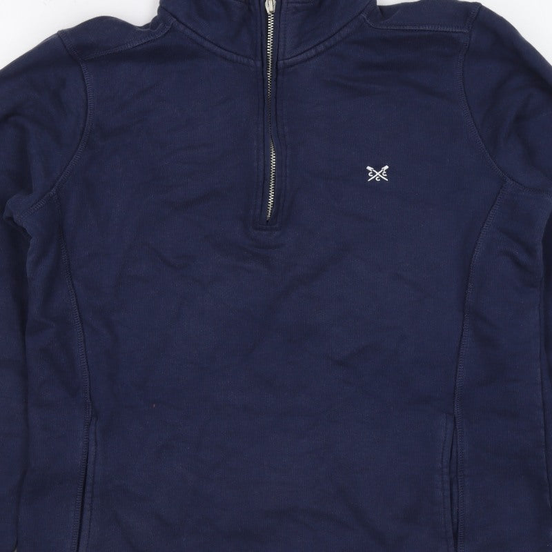 Crew Clothing Company Women's Navy 12 1/4 Zip Cotton Sweatshirt