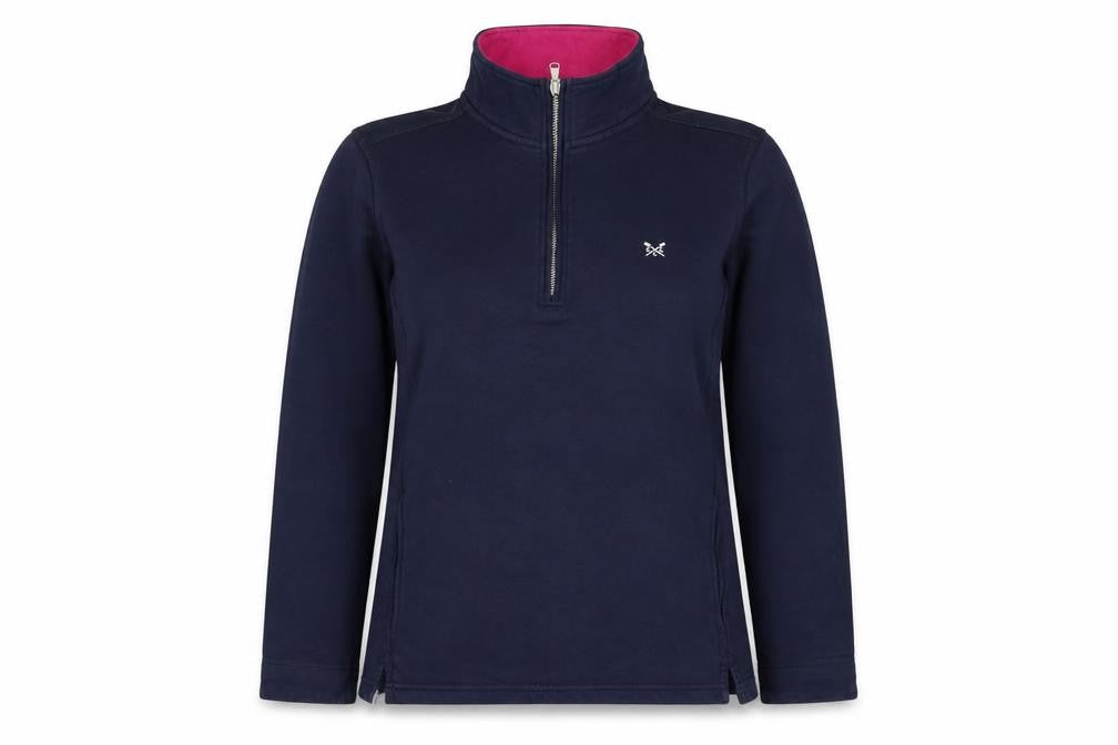 Crew Clothing Company Women's Navy 12 1/4 Zip Cotton Sweatshirt
