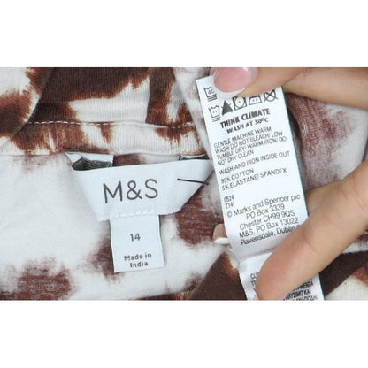M&S Women’s Brown Animal Print Mock Neck Long Sleeve Top UK 14