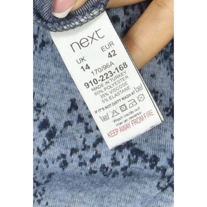 Next Women’s Blue Snake Print V-Neck Keyhole Jersey Blouse UK 14