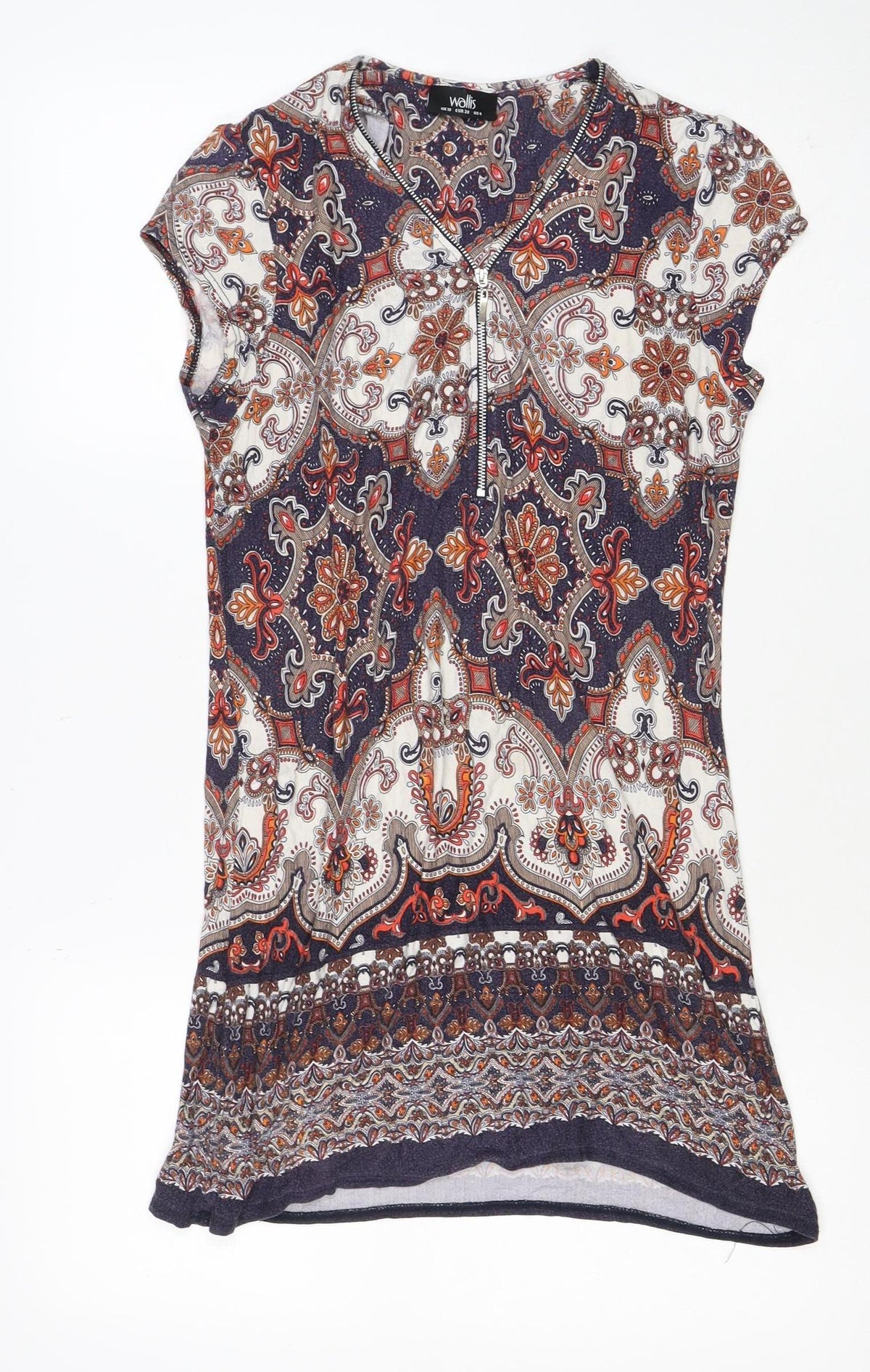 Wallis Women’s Multicoloured Paisley Shift Dress UK 10 Short Sleeve