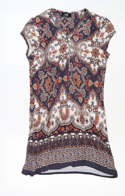 Wallis Women’s Multicoloured Paisley Shift Dress UK 10 Short Sleeve