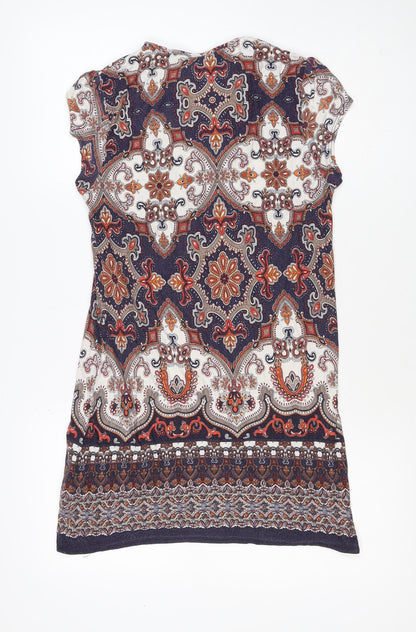 Wallis Women’s Multicoloured Paisley Shift Dress UK 10 Short Sleeve