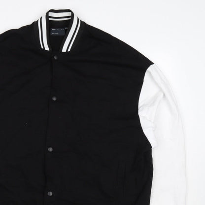 ASOS Design Men’s Black White L Varsity Bomber Jacket 42in Snap