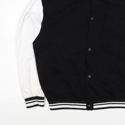 ASOS Design Men’s Black White L Varsity Bomber Jacket 42in Snap