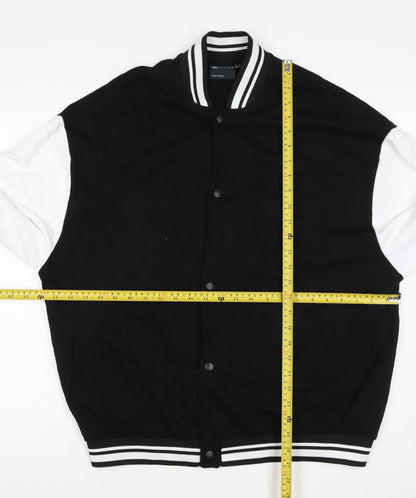 ASOS Design Men’s Black White L Varsity Bomber Jacket 42in Snap