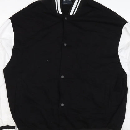 ASOS Design Men’s Black White L Varsity Bomber Jacket 42in Snap