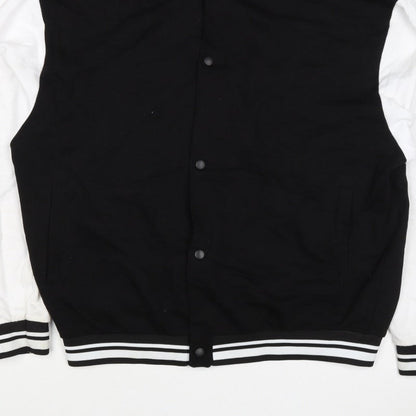 ASOS Design Men’s Black White L Varsity Bomber Jacket 42in Snap