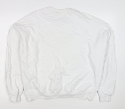 Calvin Klein Jeans Men White M Crew Neck Logo Sweatshirt Neon Stripe