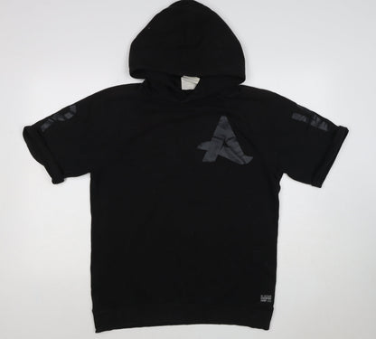 G-Star RAW Men’s Black L Short Sleeve Graphic Pullover Hoodie