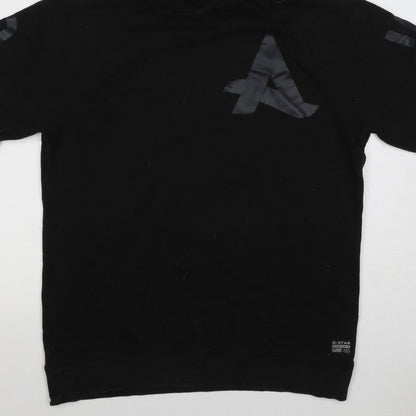 G-Star RAW Men’s Black L Short Sleeve Graphic Pullover Hoodie