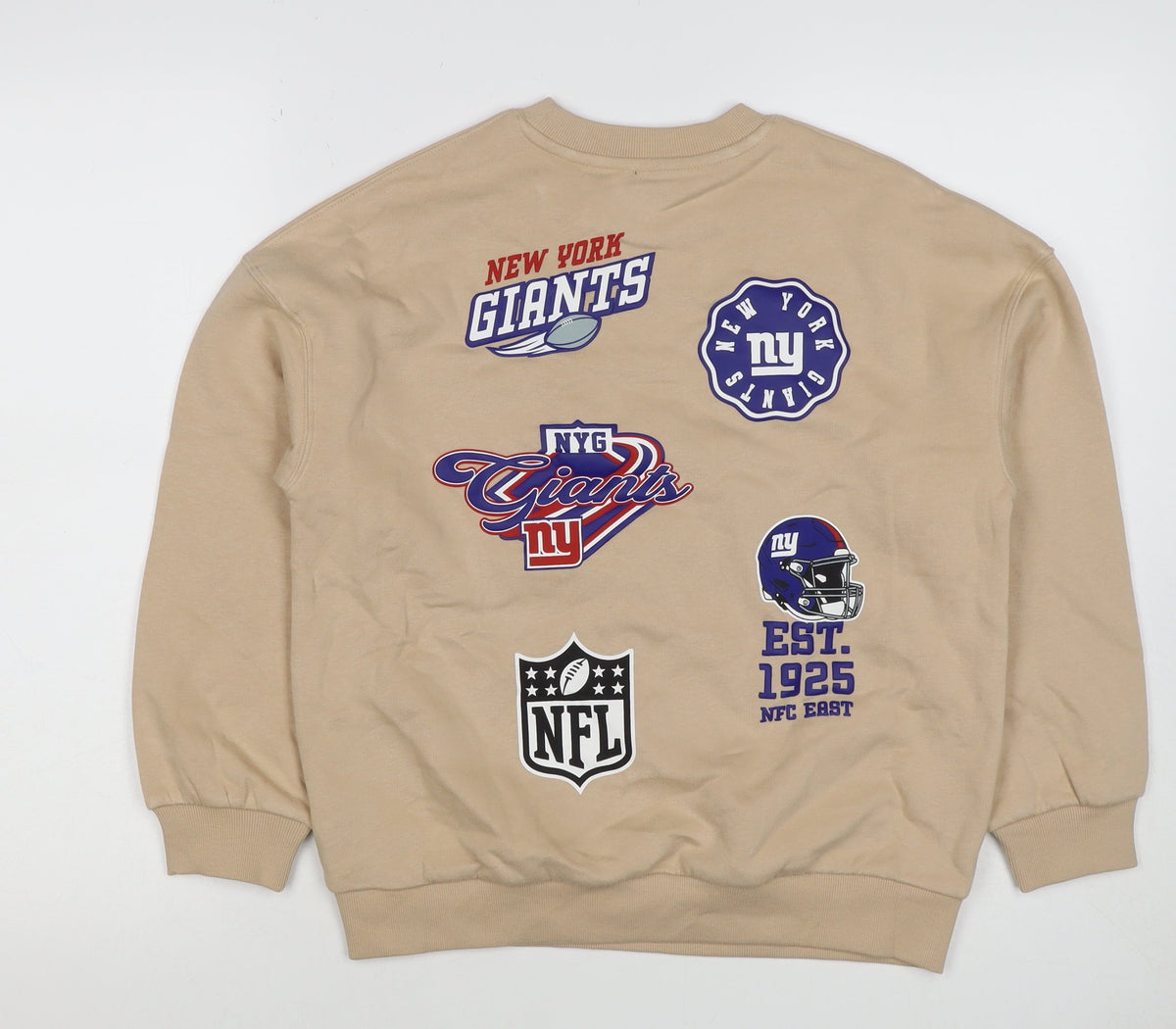 NFL Boys Beige New York Giants Graphic Print Pullover Sweatshirt 10-11 Years