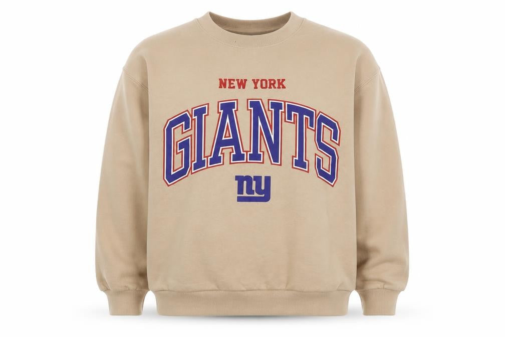 NFL Boys Beige New York Giants Graphic Print Pullover Sweatshirt 10-11 Years