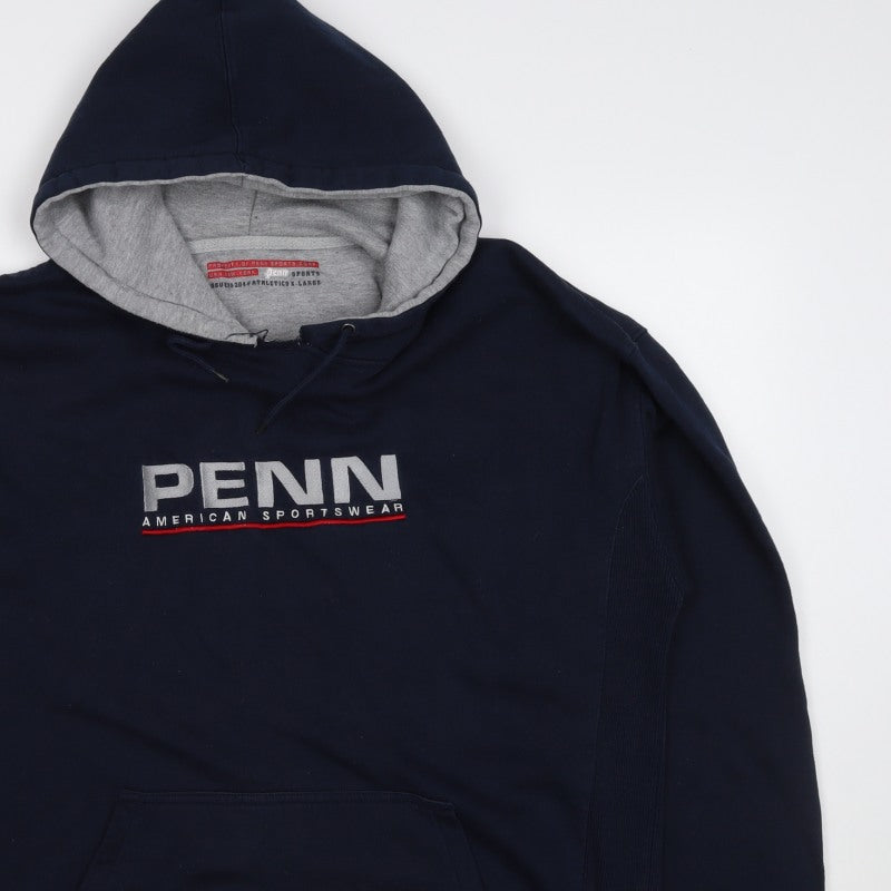 Penn Men’s Blue XL Pullover Hoodie Logo Graphic Print Kangaroo Pocket