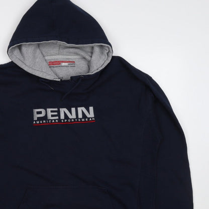 Penn Men’s Blue XL Pullover Hoodie Logo Graphic Print Kangaroo Pocket