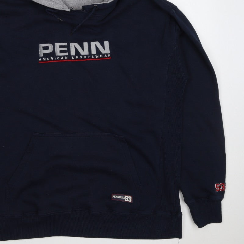 Penn Men’s Blue XL Pullover Hoodie Logo Graphic Print Kangaroo Pocket