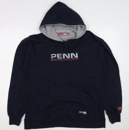 Penn Men’s Blue XL Pullover Hoodie Logo Graphic Print Kangaroo Pocket
