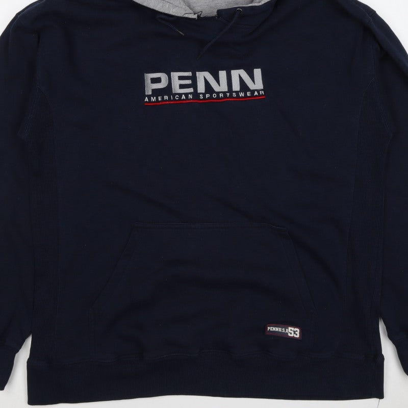 Penn Men’s Blue XL Pullover Hoodie Logo Graphic Print Kangaroo Pocket