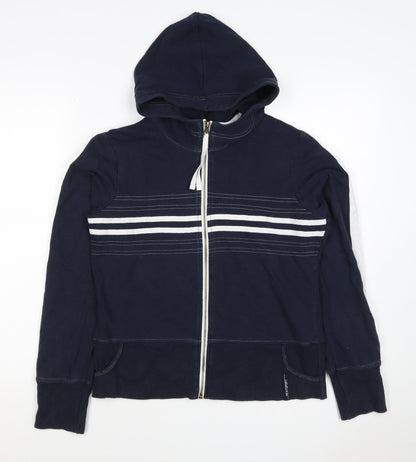 Next Women’s Navy Blue UK 14 Full Zip Hooded Striped Hoodie