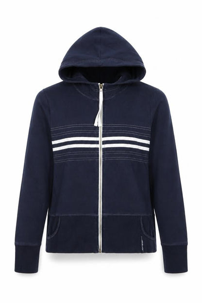 Next Women’s Navy Blue UK 14 Full Zip Hooded Striped Hoodie