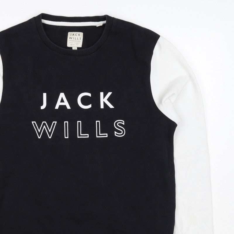 Jack Wills Men’s Black White S Pullover Crew Neck Logo Sweatshirt
