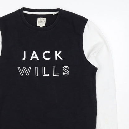 Jack Wills Men’s Black White S Pullover Crew Neck Logo Sweatshirt