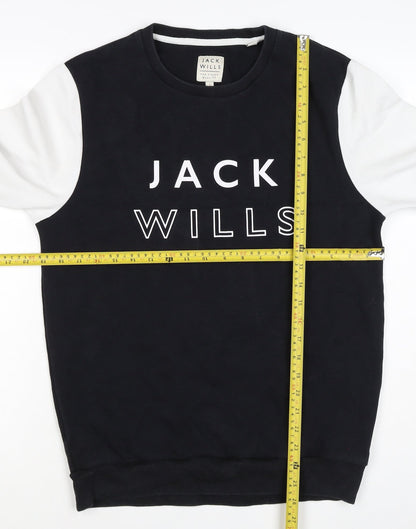 Jack Wills Men’s Black White S Pullover Crew Neck Logo Sweatshirt