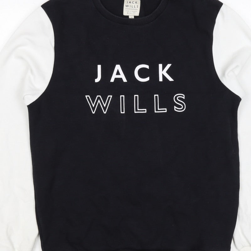 Jack Wills Men’s Black White S Pullover Crew Neck Logo Sweatshirt