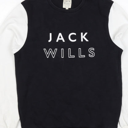 Jack Wills Men’s Black White S Pullover Crew Neck Logo Sweatshirt