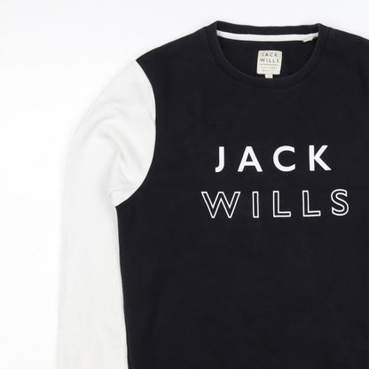 Jack Wills Men’s Black White S Pullover Crew Neck Logo Sweatshirt