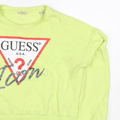 Guess Teens Yellow Logo Rhinestone Pullover Sweatshirt Size 14